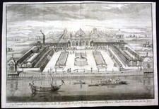 1705 Schloss Monbijou Berlin Panorama Ansicht Kupferstich antique print Göthe