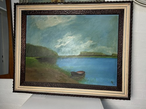 ölbild signiert see - Ölbild, fluss