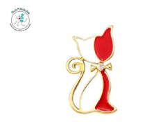 Brosche Katze Halsband 2,2 x 3,3 cm Retro Amulett Glücksbringer Geschenkidee