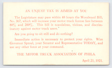 1921 Motor Truck Assoc Postal