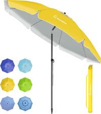 Sonnenschirm Strandschirm Ø 200 cm Gelb UV50+ Faltbar Gartenschirm Marktschirm