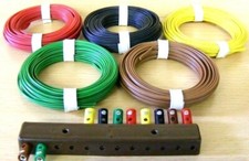 50 Meter Kabel 0,14mm², 10 Stecker und 1 Verteilerplatte, für H0 + G, Neu
