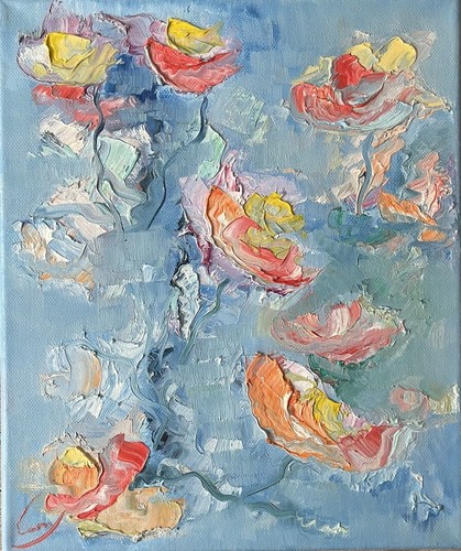ölbild gemälde blumen - Ölbild,