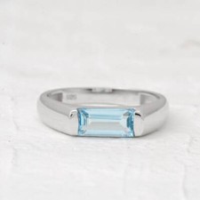 14k Weiss Gold Natürlich Blau