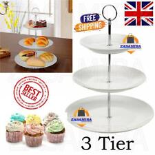 3 Ebenen Keramik Weiß Rund Display Kuchen Ständer Essen Platte Servierständer Halter