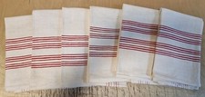 6 schöne alte Leinen Handtücher Handgewebt um 1900 rote Streifen 0,48m x 1,08m