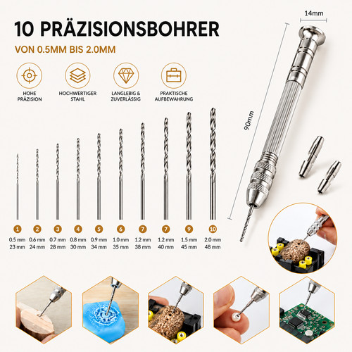 Mini handbohrer set mit - mini,