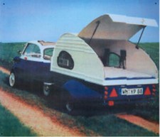 Altes Reklame Oldtimer Blechschild Isetta PKW Wohnwagen