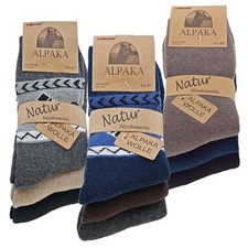 + Alpaka Socken Herren Wollsocken Outdoorsocken warm -3 Paar verschiedene Farben