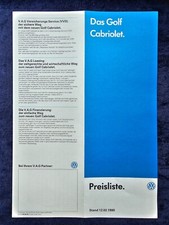 VW Golf 1 Cabrio, Cabriolet Preisliste, 12.02.1990,  Cabrio / Cabrio Quartett