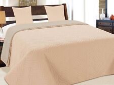 Tagesdecke Steppdecke Bettüberwurf 180x220 220x240 mit 2 Kissenbezüge Grau Beige