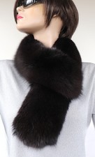 Pelz Schal Blaufuchs Kragen Fell Schlaufe Besatz Halswärmer Mantel Dark Coffee
