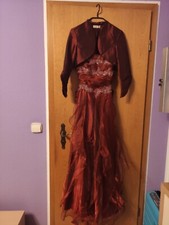 Abendkleid Mit Bolero, Bordeaux Rot, Gr. S