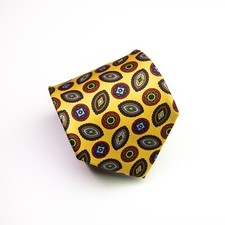 Prochownick Krawatte Gelb Rot Blau Bunt Ornamenten Mandala Muster 100% Seide