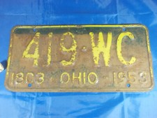 Altes Auto Nummernschild USA Ohio von 1953 Vereinigte Staaten Sammler Oldtimer