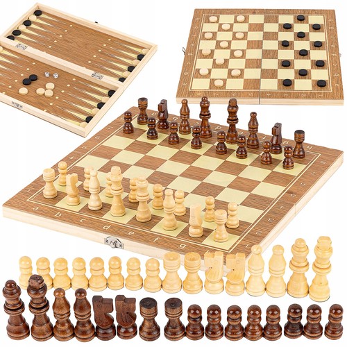 Holz schachbrett 3in1 schach - holz,