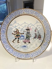 Lomonosov Porzellan Wandteller „Winter Spaß“ A. Vorobjevskij, Limited Kollektion