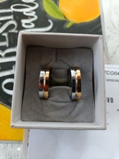 1 Paar Klappcreolen Edelstahl Bicolor Kristall Ohrringe