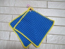 Topflappen, gehäkelt, blau