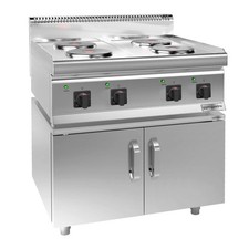 GGM Gastro Elektroherd - 9,2 kW - 4 Platten Rund - inkl. Unterbau mit 2 Türen
