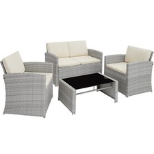 Rattan Lounge Jesolo Gartenlounge Terrassenmöbel Rattan Lounge hellgrau B-Ware
