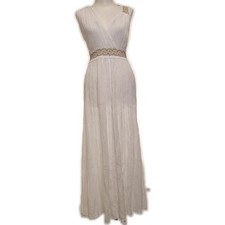 Maxikleid, Größe: ONE SIZE, Weiß/Gold, Baumwolle, Damen #pav