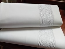 2 Bettlaken Überschlaglaken Wäschespitze Spitze Tischdecke Shabby Chic Landhaus