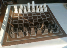 Schachbrett aus antiker Alabaster-Kunst Marmorfiguren, Schachbrett Mit Ovp 