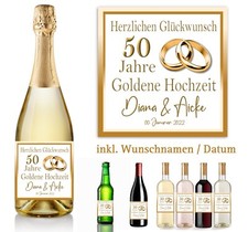 Aufkleber Flaschenetikett Hochzeitstag 50 Jahre Goldene Hochzeit Geschenk + Name