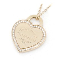 Tiffany Return To Tiffany Herz Diamant Halskette K18PG Rosa Gold 40.5cm Y1130