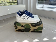 Bapesta Patent Leather White Blue 