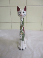 Handbemalte Porzellan Katze mit Blumen