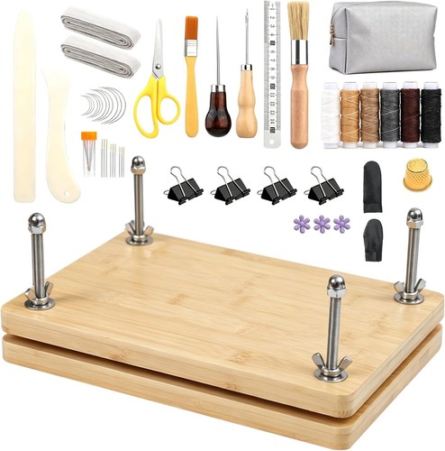 Buchbinder set mit holzpresse - set,