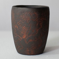 Rolf Walter Künstlerkeramik Becher geritzt Putten grau gefasst Monogramm 2004