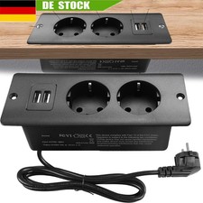 2 Fach Tischsteckdose mit 2 USB Steckdosen Tischplatte Versenkte Steckdose 4in1