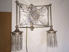 Lampe Wandlampe, Halterung Messing vesilbert, 3 Brennstellen, Glasprismen, 1930