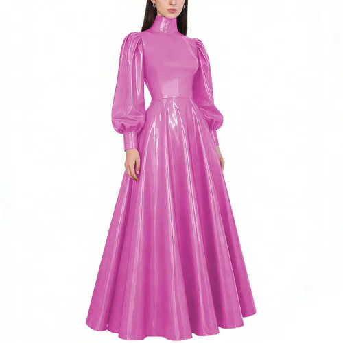 Pvc kleid lang - kleid, hochgeschlossen
