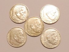 DRITTES REICH Lot 5 X 2,- Mark  Hindenburg (L3599)