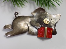 Vintage Brosche Glücksschwein