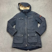 Barbour Jacke Erwachsene Small Blau Canvas Jagd Country Kapuze Gefüttert Mant...