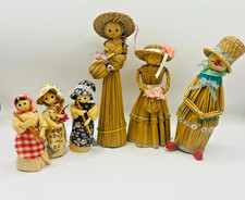 6 x Vintage Stroh Puppen -