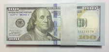Spass-Banknoten 100 x "One Hundred Dollars", ca. 115 x 47 mm.