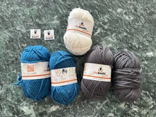 5 x 50g MyBoshi No 1, Mützen Wolle, weiss(191), petrol(154), anthrazit (195)