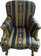 Großer VERSACE Sessel im Louis XV Style, gold-blau, 104cm x 76cm x 70cm