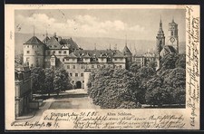 Stuttgart, Altes Schloss mit Uhrenturm, Ansichtskarte 1905 