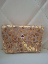 Portemonnaie Geldbörse Echt Wildleder  Leo beige goldfarben ITALY  Neu klein