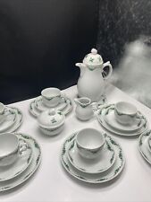 Alt Fürstenberg Schlossgarten Grüne Ranke Kaffeeservice 6 Pers. 22 tlg. Vintage-