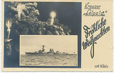 ZWISCHEN DEN KRIEGEN RP Kreuzer „LEIPZIG“ Frohe Weihnachten Pracht Postkarte A. Klein