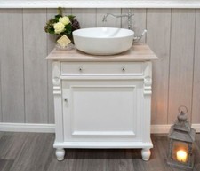 Waschtisch Massivholz mit Eichenplatte & Waschbecken "Cécile"