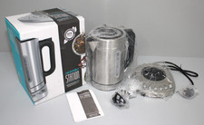 Arendo Edelstahl Wasserkocher mit Temperaturwahl | 1,7l | 3000 Watt Silber ,NEU